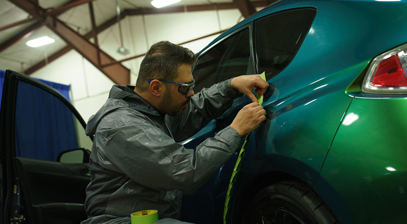 An automotive student at Skills BC
