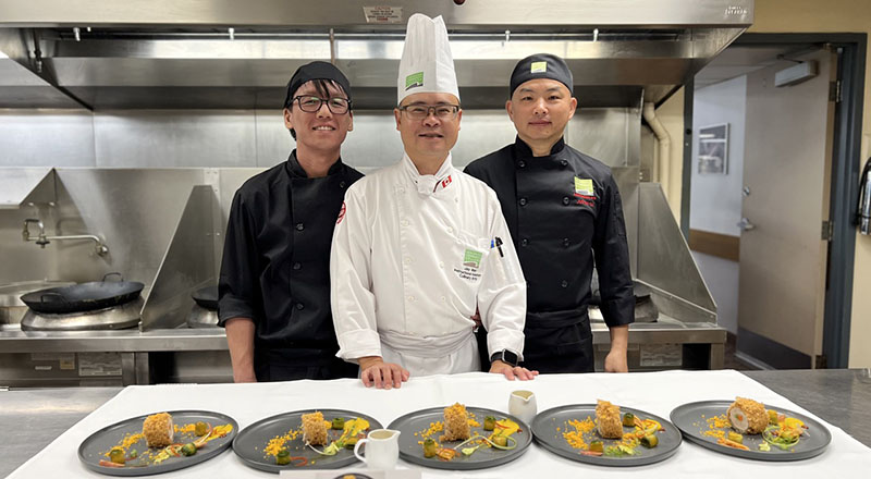 Asian Culinary Arts grads with chef instructor