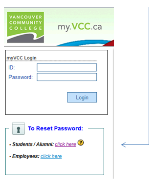 myVCC reset password