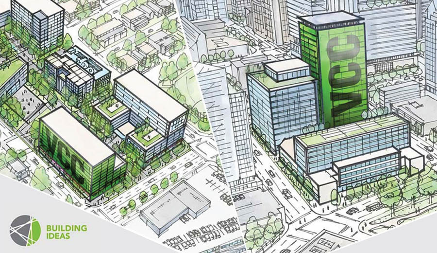 A sketch of the new VCC buildings for Broadway and Downtown campuses