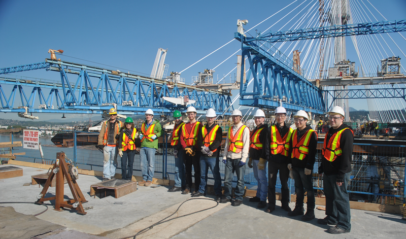 drafting class at port mann bridge construction site