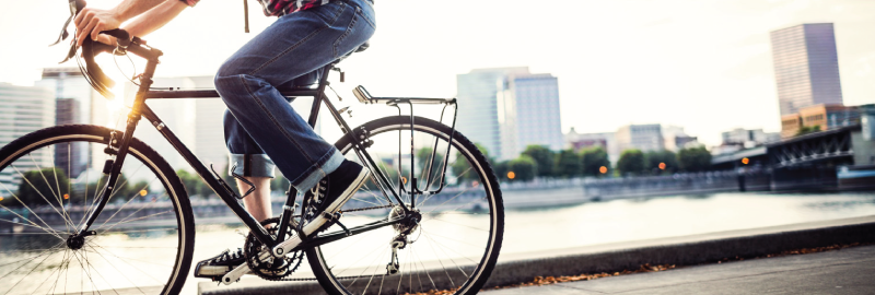person cycling in the city