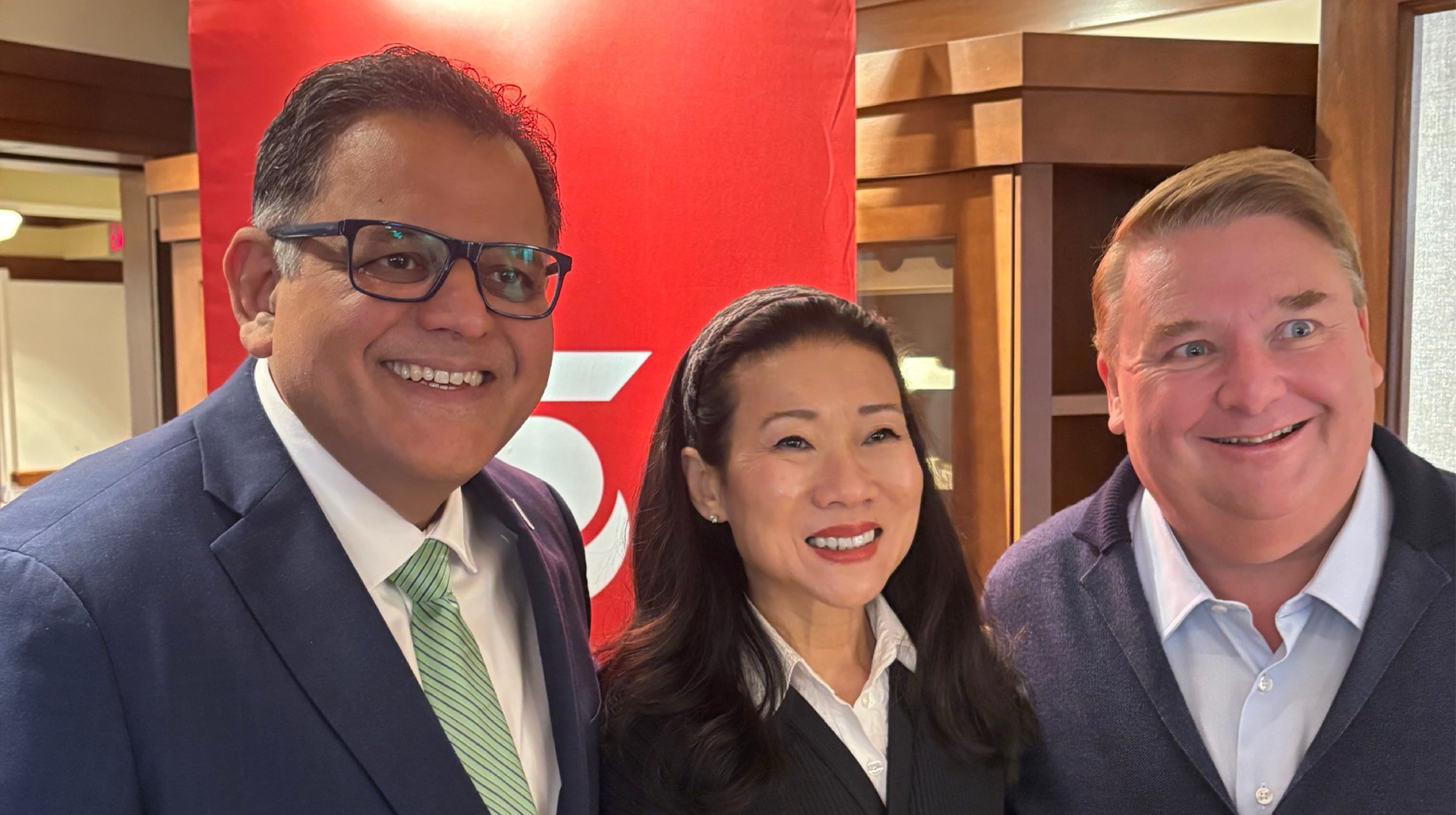 VCC President and CEO Ajay Patel, Scotiabank District VP Jenifer Lee, and Senior VP of BC & Yukon Region Stephen Gaskin enjoying FEAST!