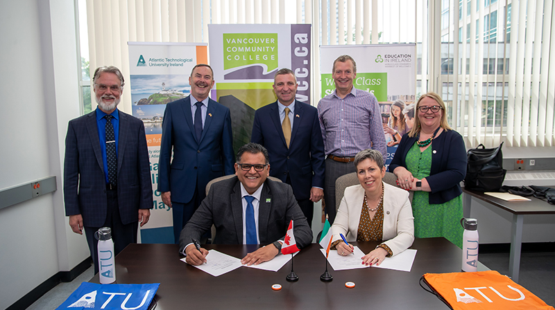 Ajay Patel and Orla Flynn sign the VCC-ATU MOU
