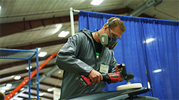 A car painter at Skills competitions
