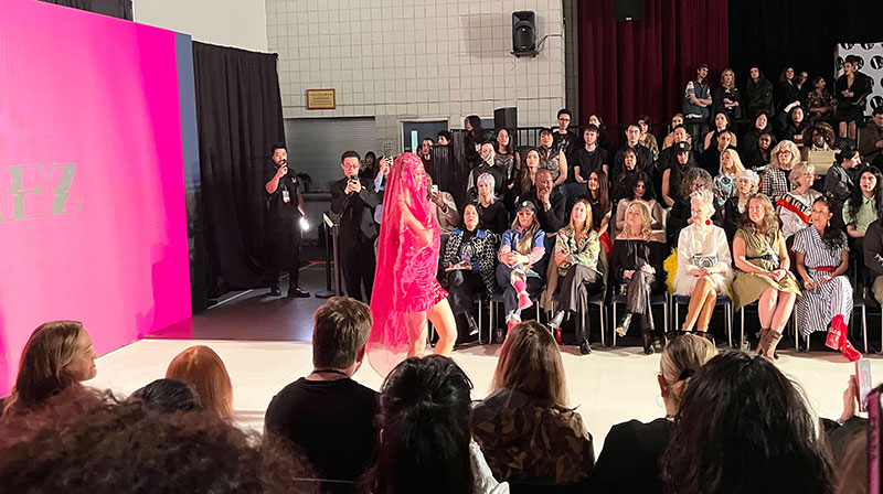 model walks down runway at Vancouver Fashion Week 2025