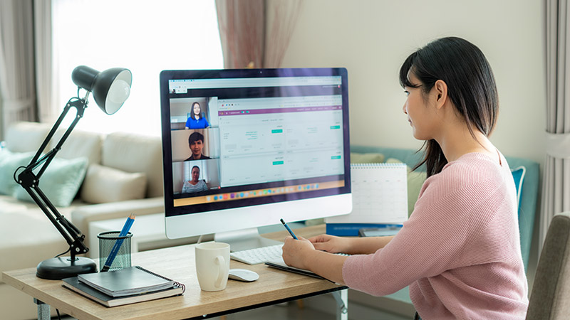 lady working on her computer